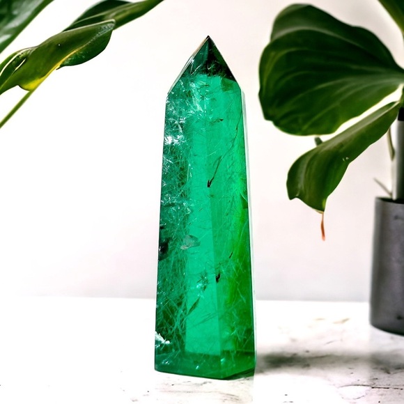 RARE Elestial Monatomic Green Andara Crystal Tower Heart Healing - Picture 3 of 3